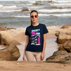 OURAY Colorado Cotton T-Shirt Women M Black Multi Short Sleeve Sportswear NWT